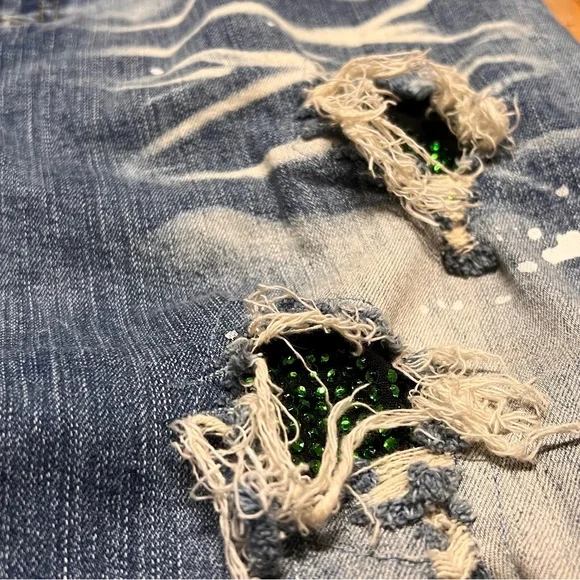Amiri- Green Ripped Jeans
